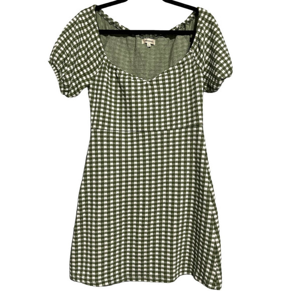 Madewell Dresses & Skirts - Madewell Jacquard Puff-Sleeve Mini Dress Gingham Check